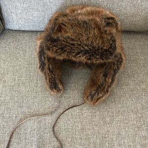 Restoration Hardware Faux Fur Trapper Hat